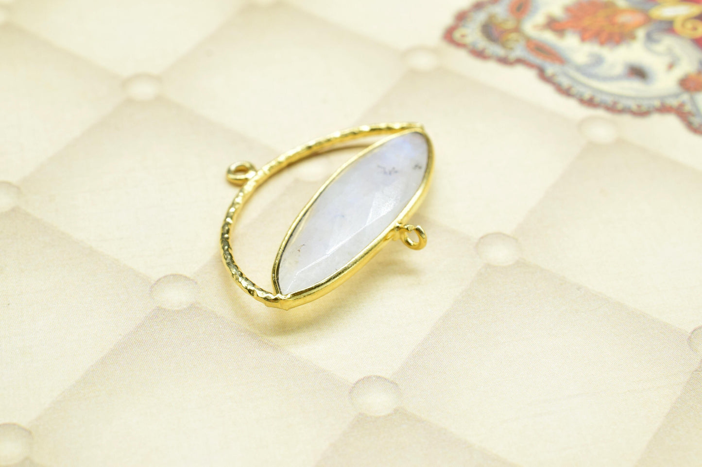 Moonstone Gemstone Component , Gemstone Connector Pendant, Jewellery Making Essentials,Single Loop Pendant,DIY Jewelry Making Supply,B'Gifts