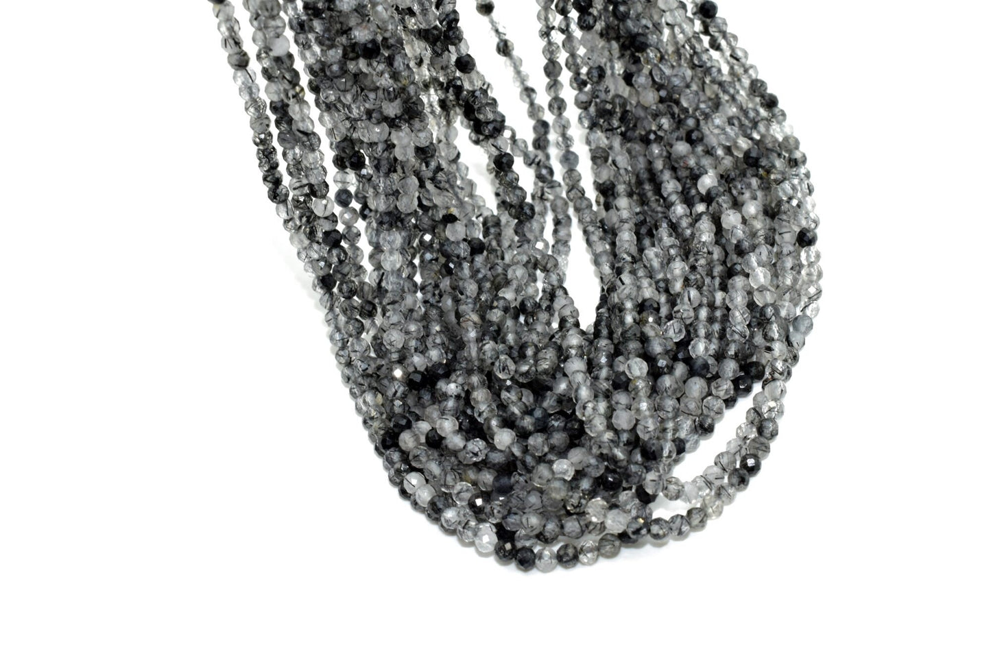 Black Rutile Beads,Rutile Faceted Rondelle Beads,Fine Quality bead strand,Rutilated Quartz Beads,3mm beads strand,black gemstone beads