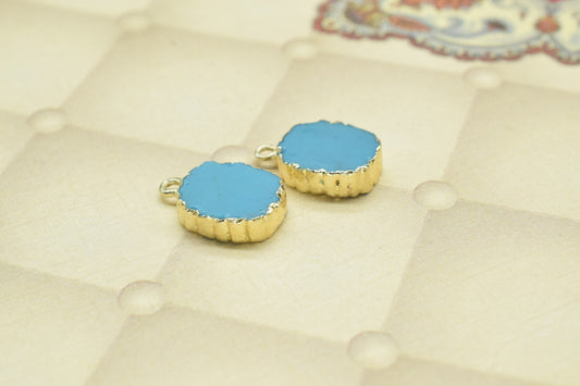 Blue Turquoise Pendant Charms,Pendant necklace Connector,Turquoise Pendant Jewelry,Gemstone Single Bail Connectors,Handmade Cabechon Charms