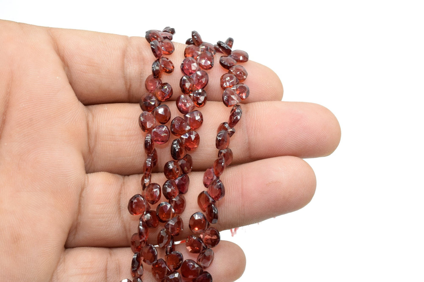 Natural Garnet 6mm heart shape faceted Briolette,Garnet beads,Garnet jewelry making beads,Garnet briolettes strand,Garnet 8 inch strand,