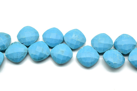 Blue Turquoise 14mm Cushion shape Briolettes,Turquoise Beads for making jewelry,Sky blue Turquoise Briolettes,Turquoise Cushion briolettes
