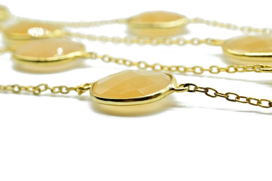 Yellow Sapphire Bezel Connector Chain,Free form Size Faceted Gemstone Connector Chain,Handmade Bezel Link Chain,Gold Plated Bezel Link Chain