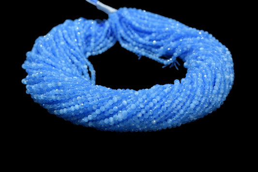 Blue Chalcedony AAA Faceted beads/Blue Stone Beads/Rondelle Beads/Jewerly Making Beads/Micro Cut Beads/Loose Gemstone Beads/Wholesale Beads