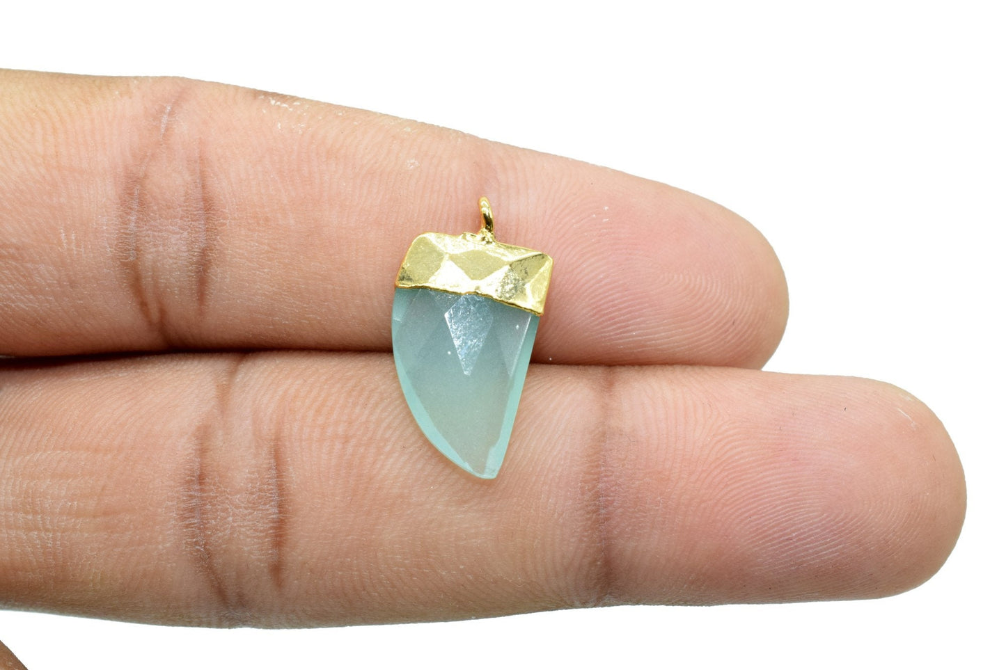 Aqua Chalcedony 10x15mm horn shape single bail connectors,Aqua Chalcedony Bezel Findings Horn Charms,Horn Shape Connectors,Single Bail charm