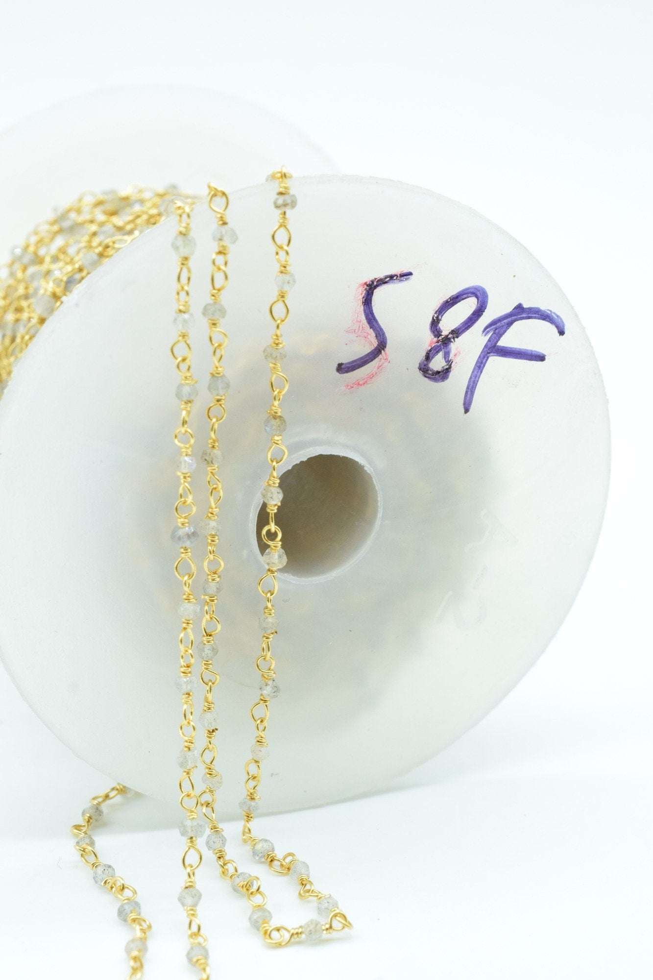 Labradorite 2mm Beaded Chain,Blue Fire Labradorite Rosary Chains,Gold Plating Wire Wrap Chain,Brass chain,Jewelry Making Chains,Rosary chain