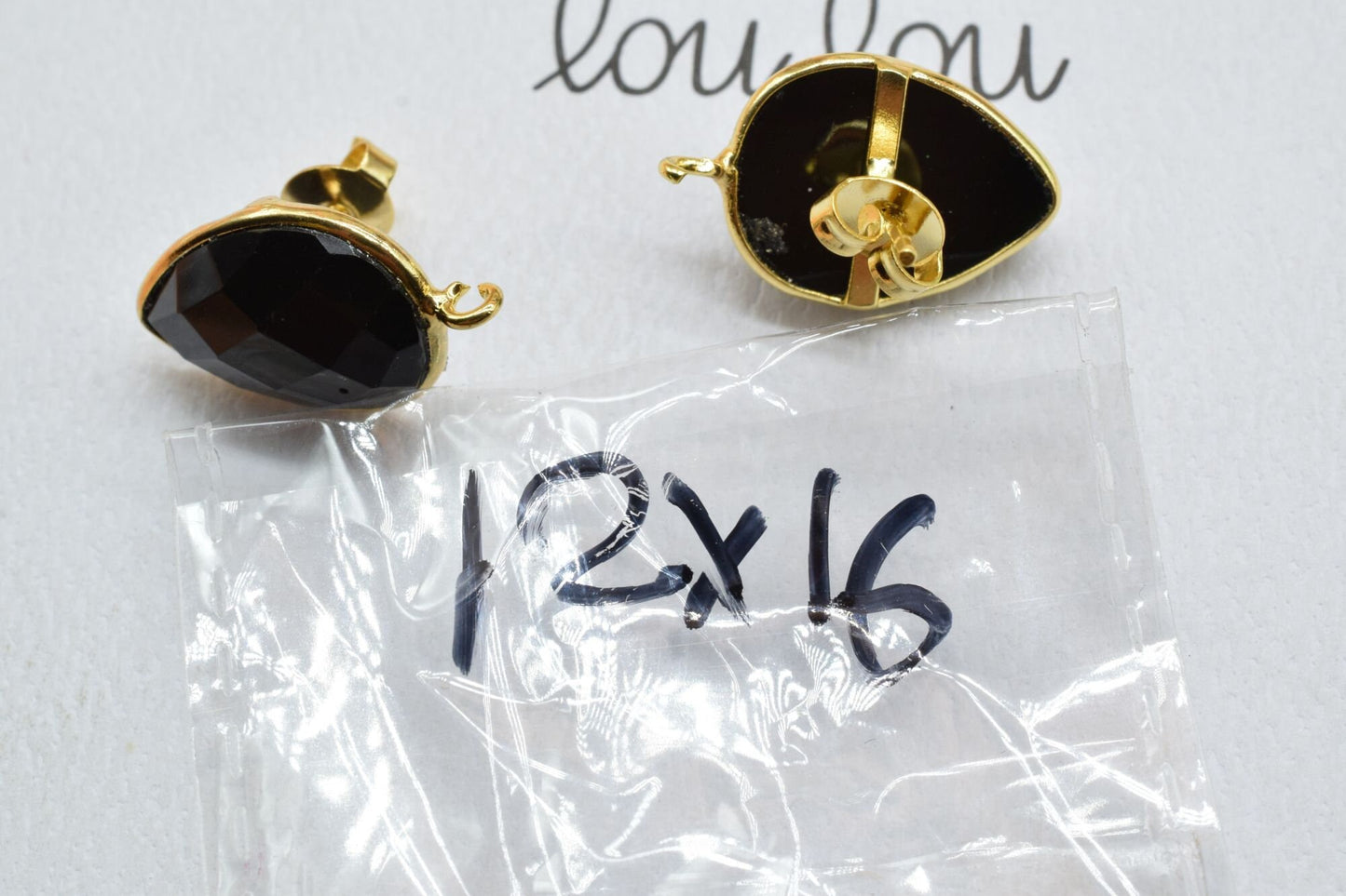 Black onyx Earring Connector,Onyx Connector,Jewelry Making Supply,Ear Post Studs Connector,Earring supplies,Black Onyx Studs,Onyx Jewelry