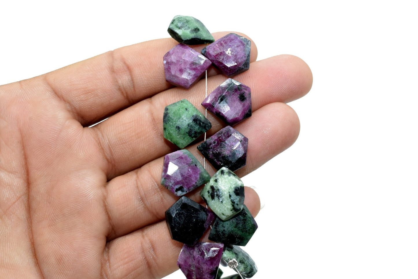 Natural Ruby Zoisite 15mm Briolette,Side Drilled Briolettes,Fancy Shape Briolettes, Gemstone Beads,Gemstone Charm,Jewelry Beads,jewelry