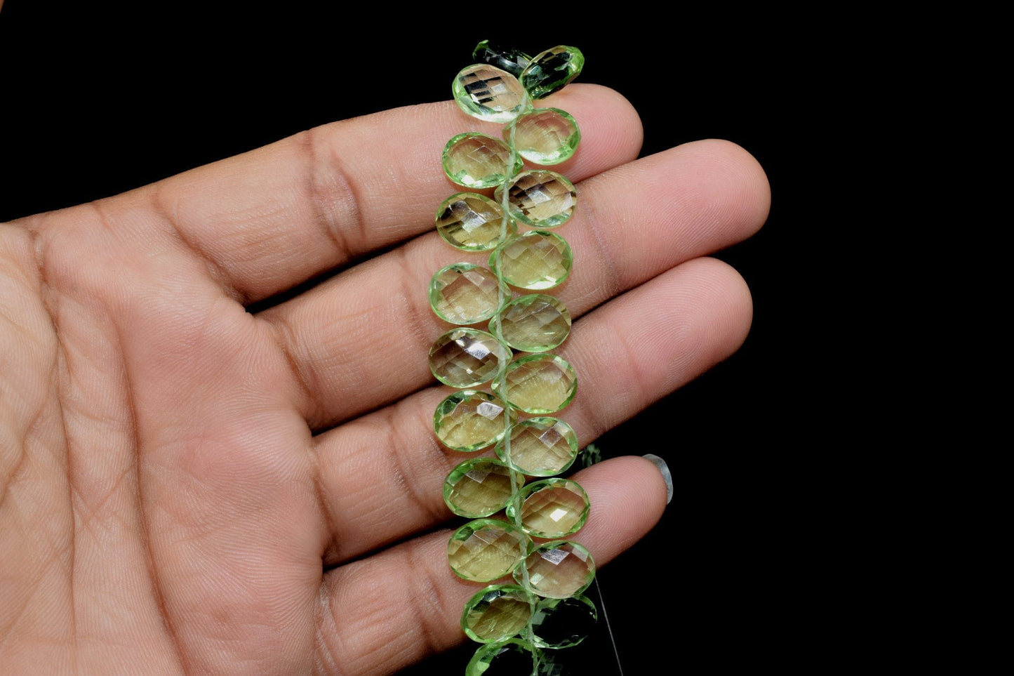 9 Inches Strand,Green Amethyst Quartz Faceted Pear Shape Briolettes,8x12mm teardrop Briolettes,Faceted Briolette Line,Jewelry making pear