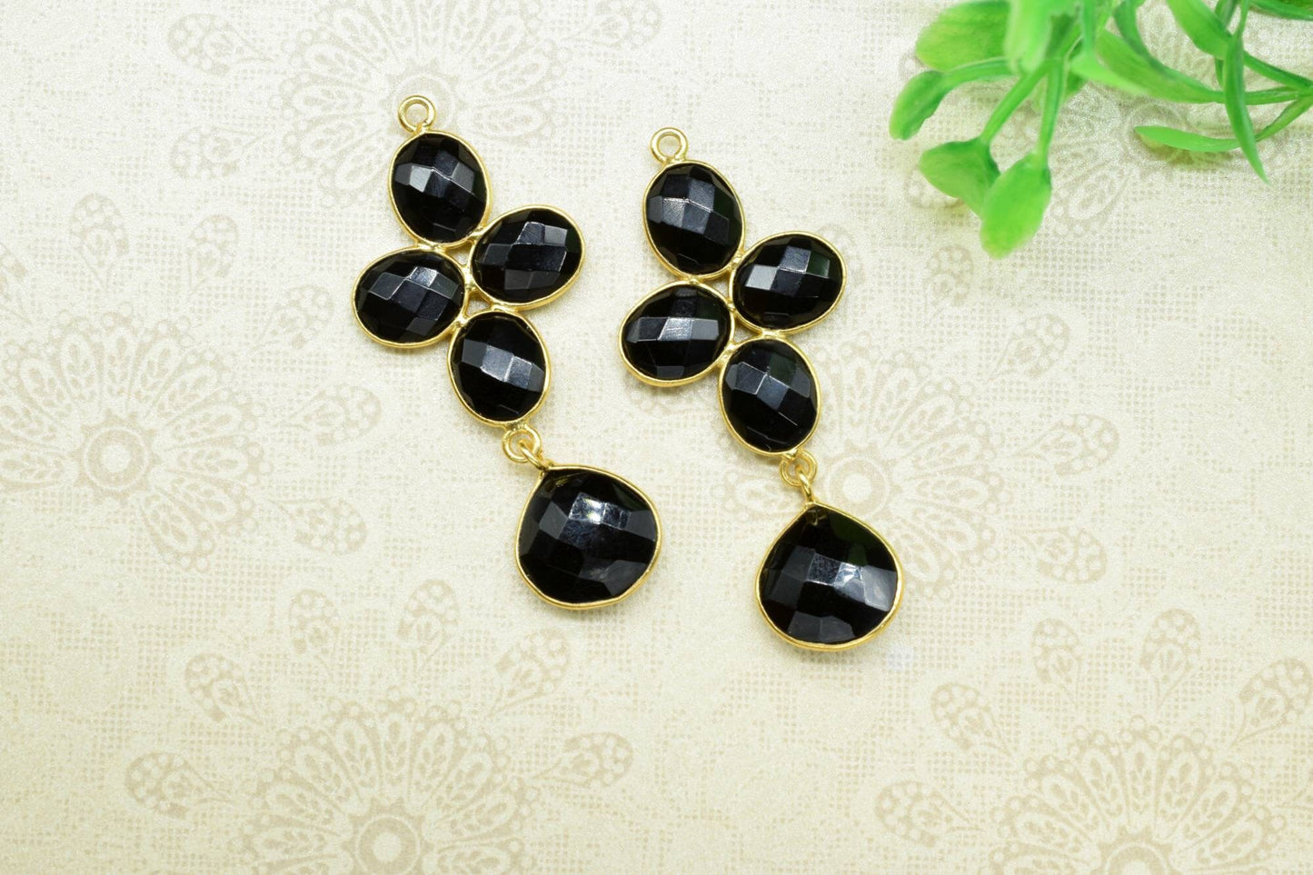 Black Onyx Dangle Earrings,Multi Stone Dangle Earring,Statement Earring,Gemstone Bezel Earring,Black Onyx Drop Earring,Handmade Jewelry Gift