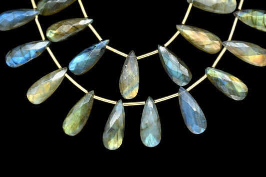 Labradorite Faceted 8x20mmTeardrop Briolettes,Gemstone Teardrop Bead,Labradorite Strand Jewelry Making Supplies,Labradorite Teardrop jewelry