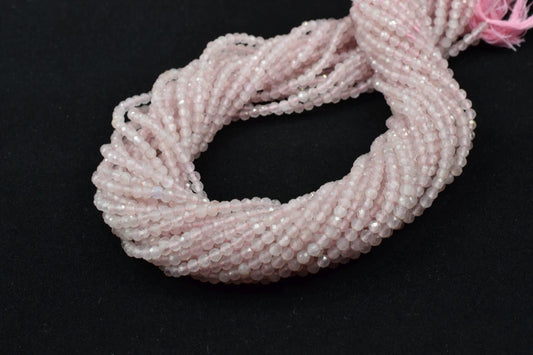 Pink gemstone beads,3mm rose quartz beads,Rose Quartz Faceted Beads,semi-precious stone beads,jewelry making beads,pink Quartz bead,Rondelle