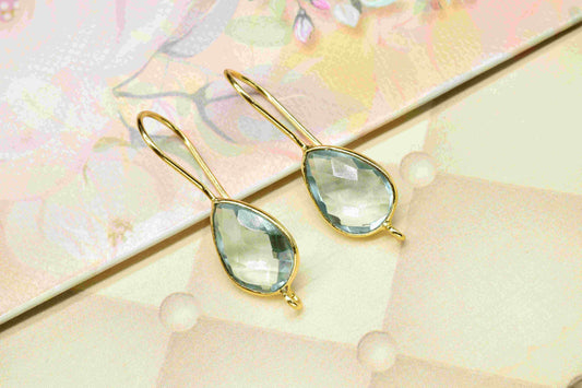 Sky Topaz 9x13mm Teardrop Faceted Connector,Topaz Component Jewelry,Sky Topaz Jewelry,Topaz Component Earring,Connectors,Gemstone Connector