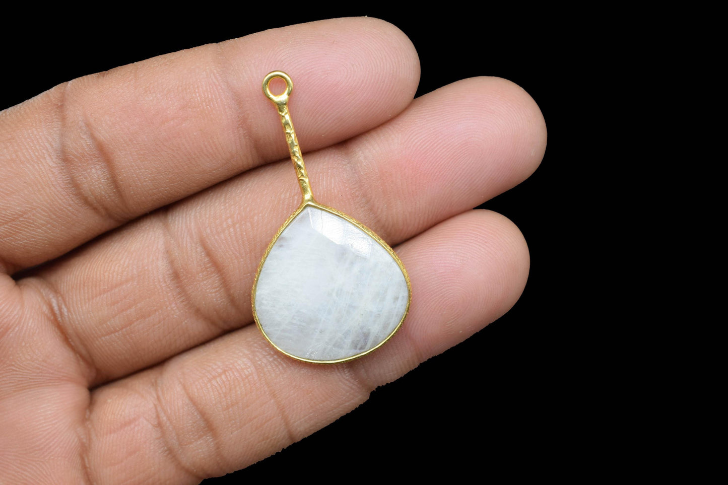 Moonstone Pendant/Gemstone Component/Faceted Moonstone Single Bail Charm/Necklace Pendant/Heart Shape Charm/Wholesale Supply/B'day Gift