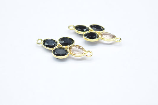 Black Onyx Gemstone Component/Rose Quartz Faceted Cut Stones/Earring Component/Gemstone Pendant/Jewelry Making/Earring/Wholesale Supply