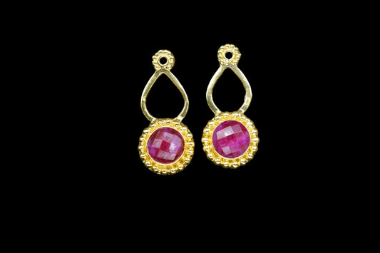 Ruby Designer Pendant/Jewelry making Stone/Ruby Pendant Charm/Handmade Jewelry Component/Ruby Round Shape Stone/Connector/Gift