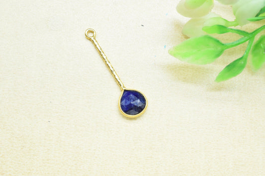 Sapphire Charm/Gemstone Component/Faceted Sapphire Single Bail Charm/Necklace Pendant/Heart Shape Charm/Summer Collection/Wholesale Supply