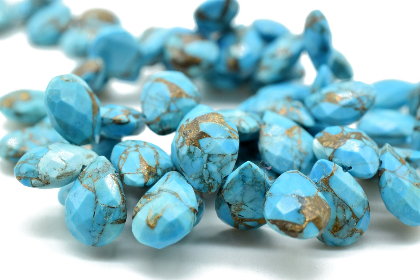 Copper Turquoise Teardrop 7x10mm Briolettes,Turquoise side drilled Briolette,Turquoise Handmade Briolette,Turquoise Teardop briolettes,jewel