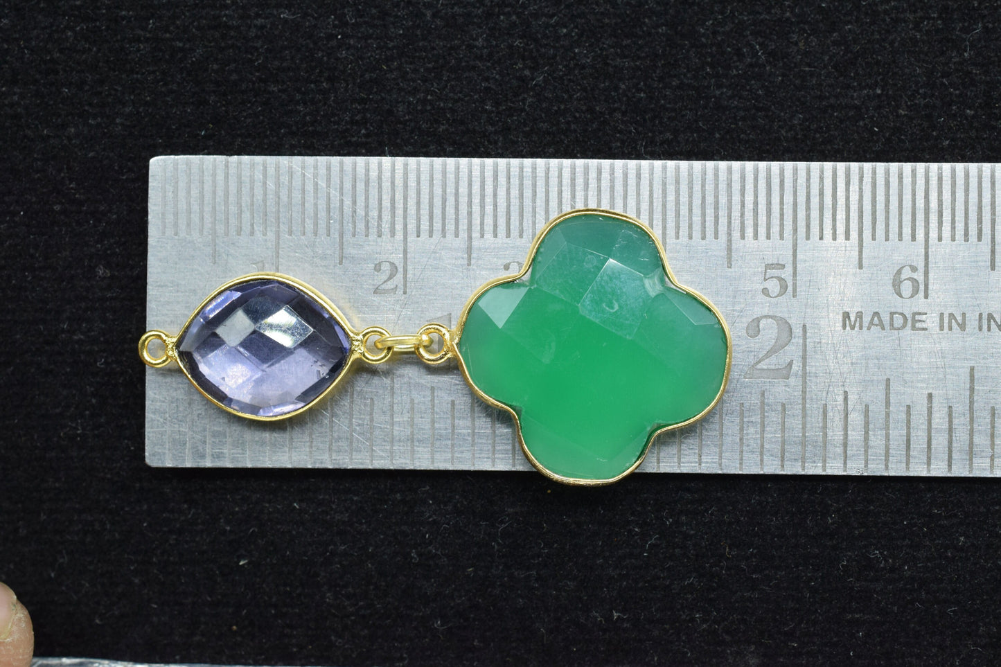 Green Onyx Dangle Component pendant,Multi Stone Dangle Earring,Handmade Necklace Connector,Amethyst pendant Charms,Gemstone Bezel pendant