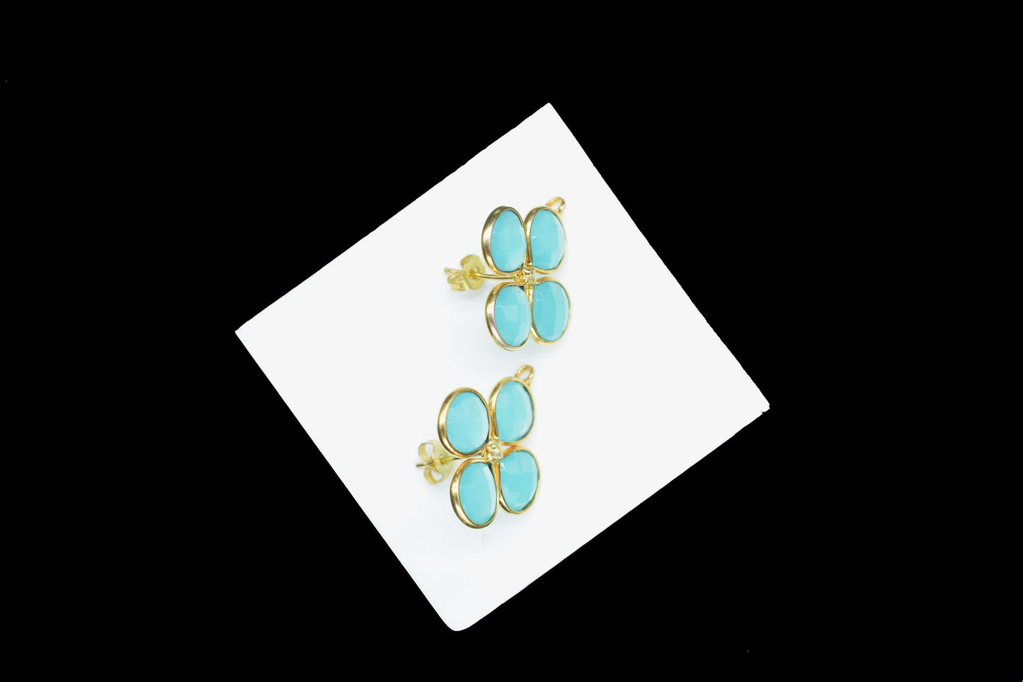 Peru Chalcedony Gemstone Earring Connector/Gold Plated Jewelry/Chalcedony Handmade Jewelry/Bezel Component/Jewelry making Stone/Heart Shape