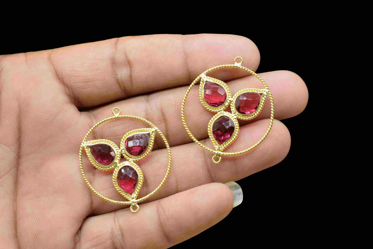 Pink Tourmaline Quartz 7x10mm Teardrop Shape Pendant, Finding Round Shape Pendant,Component Earring,Finding Necklace Component Jewelry,Gift