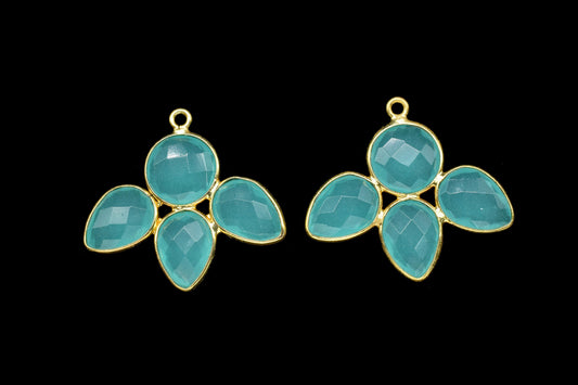 Teardrop Bezel Pendants,Station Bezel Link,Handmade Component Pendant Beads Jewelry,Gemstone Flower Pendant,Earring Connector,Craft Supplies