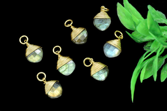Labradorite Square Faceted Connector,Gemstone Wire Wrapped Pendant,Loop Connector,Pendant Jewelry,Wire Wrapped Necklace,Labradorite jewelry