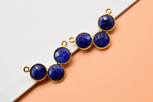 10mm Blue Sapphire Pendant,Necklace Connector,Blue Sapphire Jewelry,Blue Gemstone Pendant,Sapphire Necklace, Connector,Jewelry Making Supply
