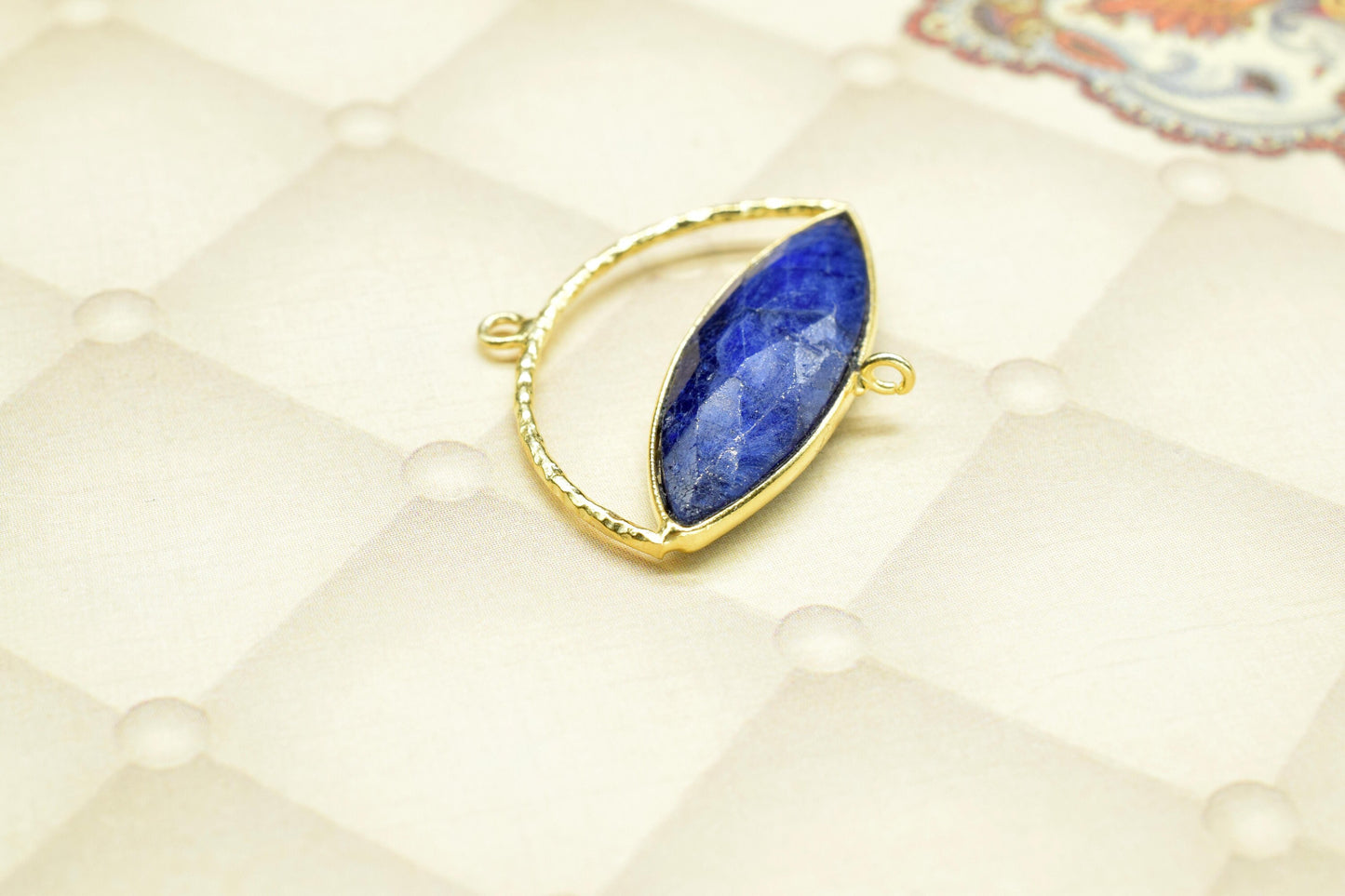 Blue Sapphire Gemstone Component,Gemstone Connector Pendant,Jewellery Making Essentials,Single Loop Pendant,DIY Jewelry Making Supply,B'Gift