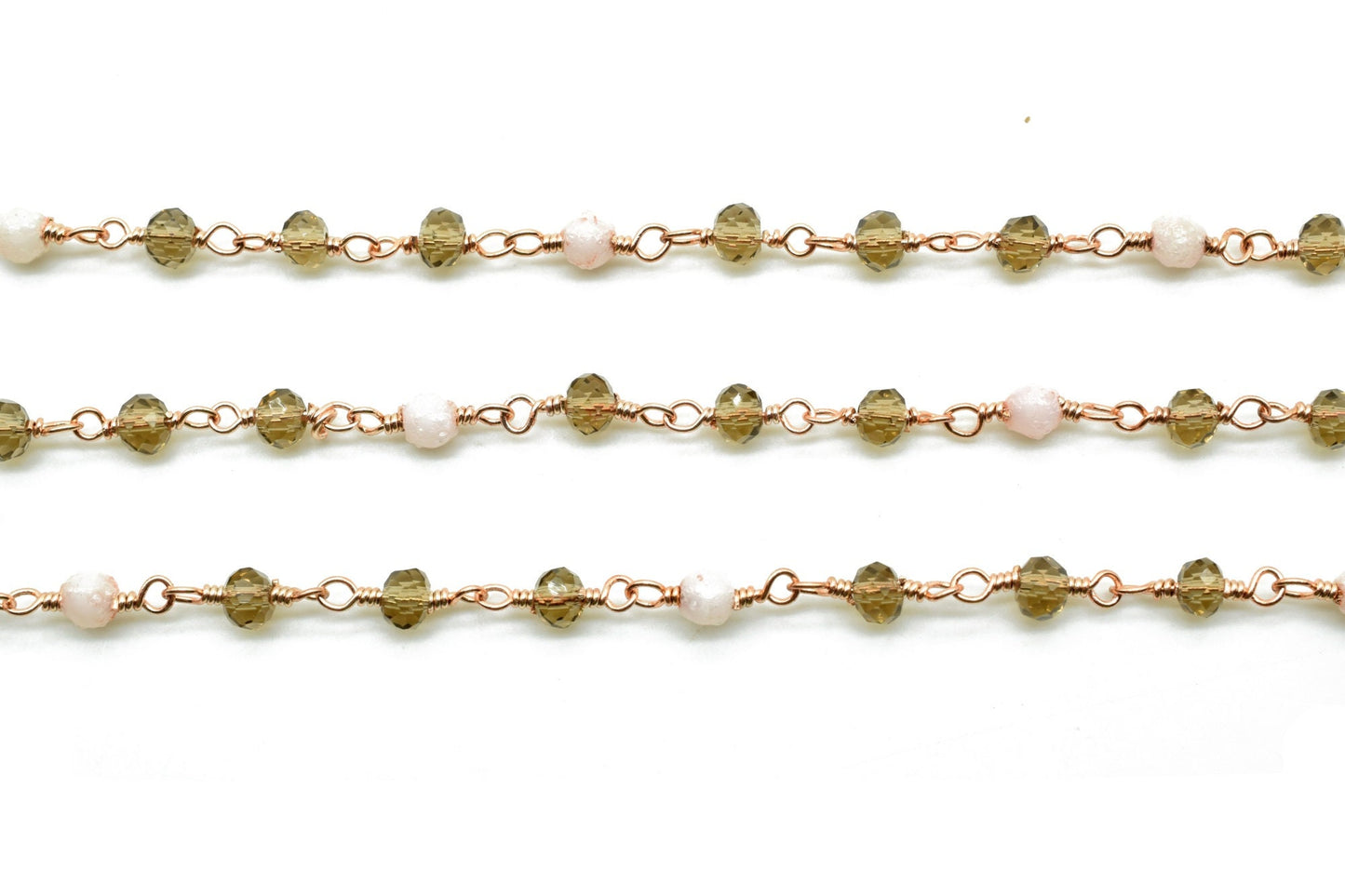 3-3.5 mm Faceted Smoky Quartz Gold Plated Rosary Chain, Wire Wrapped Rosary , Beaded Chain, Chain By Foot,Finding Beads Supplies,pearl chain