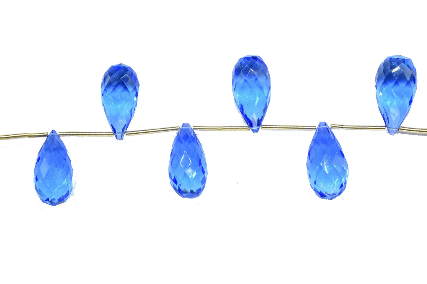 Blue Topaz Teardrop Faceted Briolettes,Blue Topaz 12x24mm Drops,Jewelry Making Supplies,Blue Topaz Teardrop jewelry,Gemstone Teardrop Beads