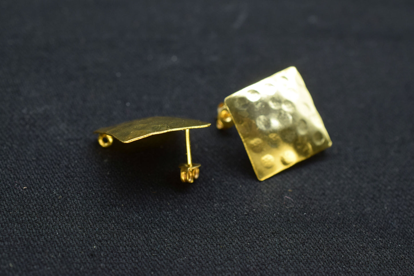 Brass Hammered earring post connector,18mm Square Shape Brass Earring connector,Brass Jewellery,Studs connector,Brass Earring,Wedding Gifts,