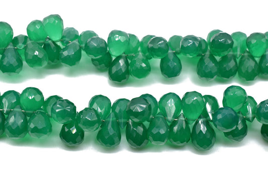 Green Onyx Drops faceted,Green Onyx Briolette,AAA Quality teardrop,6x9mm faceted drops,green teardrop,jewelry making beads,8'' drops strand