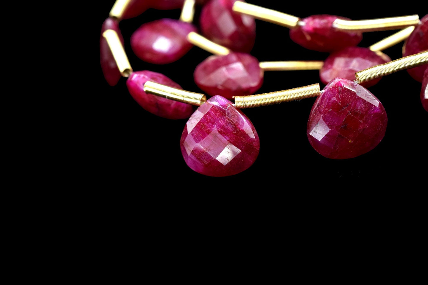 Natural Ruby Heart Shape Briolettes,Ruby Gemstone Heart Faceted Beads,Ruby strand,Making Jewelry Supplies,9 inch strand,Ruby Heart jewelry