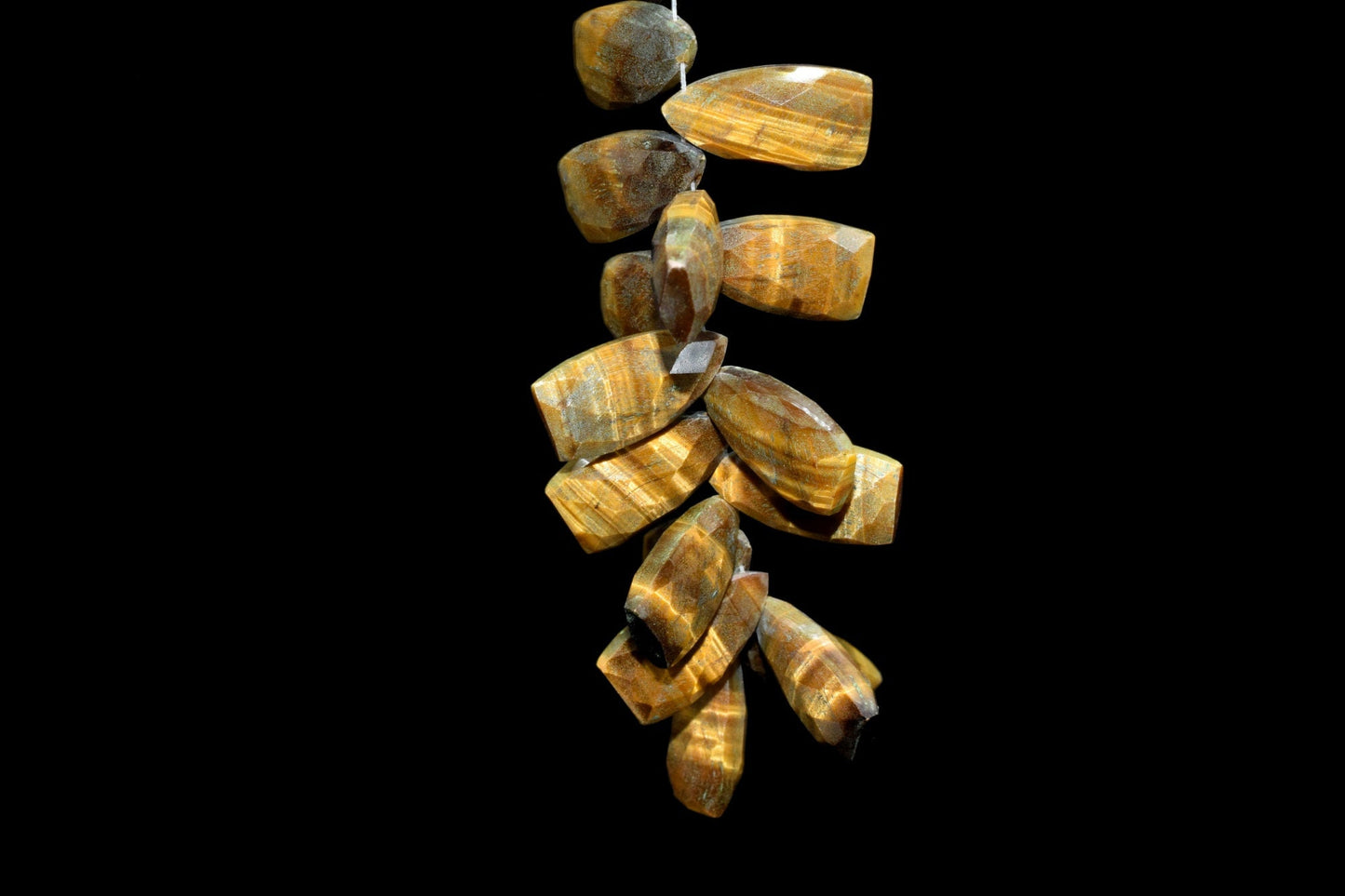 Tiger Eye 8x16mm Pyramid Shape Beads,Tiger Eye Faceted Briolette,8x16mm Triangle Faceted beads,Flashing Fire Briolette,Tiger Faceted beads