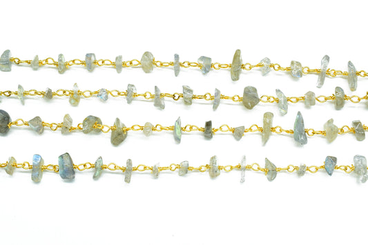 Labradorite Chips Rosary Chain,Nugget Rosary Chain,Finding Wire Wrap Necklace Chain,Gemstone Rosary Necklace,Handmade Jewelry Carft Supplies
