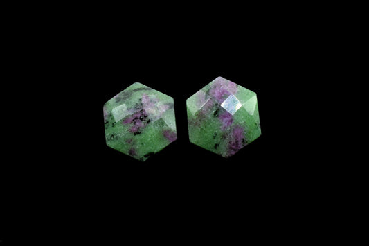 Natural Ruby Zoisite 15mm Hexagon Shape Briolette,Hexagon Drilled Charm,Fancy Shape Briolettes, Hexagon Beads,Gemstone Charm,Jewelry Beads