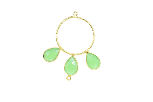 Prehnite Jewelry Connector/Brass Connector Jewellery/Gold Plated Pendant/Handmade Jewellery/Double Bail Pendant/Wedding Jewelry/B'day Gift