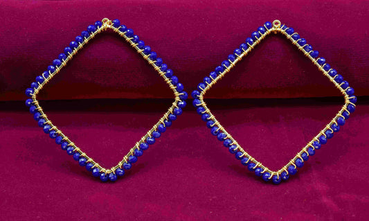 Lapis Lazuli Beaded Earring Connector,Gemstone Wire Wrapped Components,Dangle Earring Component,Finding Necklace,Pendant Jewelry Connectors,