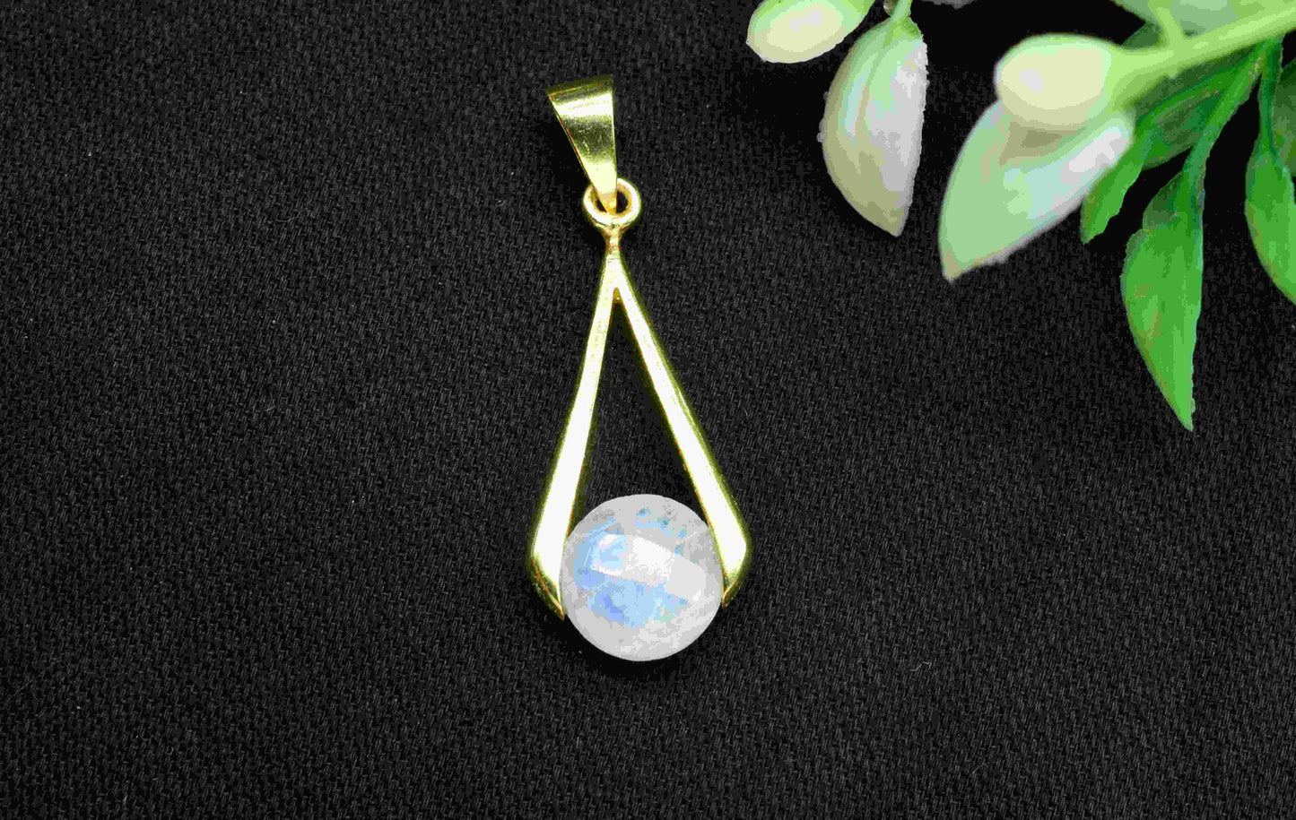 Moonstone Component , Single Bail Charm , Moonstone Connector Pendant , Gold Plated Connectors , Earring Component , B'day Gift