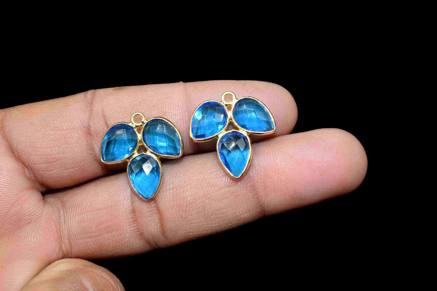 Blue Topaz component,Handmade Jewelry,Bezel Component,Blue Topaz Jewelry Making Supply,Blue Gemstone Component,Attached Bezel Pendant,Gift