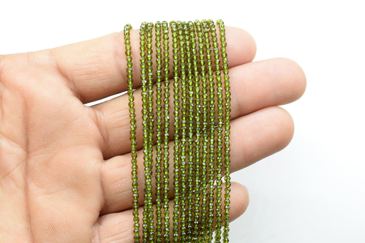 Green Tourmaline Faceted Beads/Beads Strand/Jewerly Making Beads/2mm Green Beads Strand/Loose Beads/Rondelle Beads/Full Strand Beads/Gift