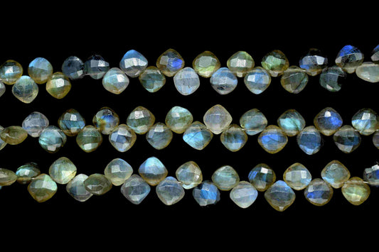 Labradorite Finest AAA Quality Faceted 6mm Cushion Shape Briolettes,Flashy Labradorite Beads, Labradorite Faceted Briolette,Gemstone Beads