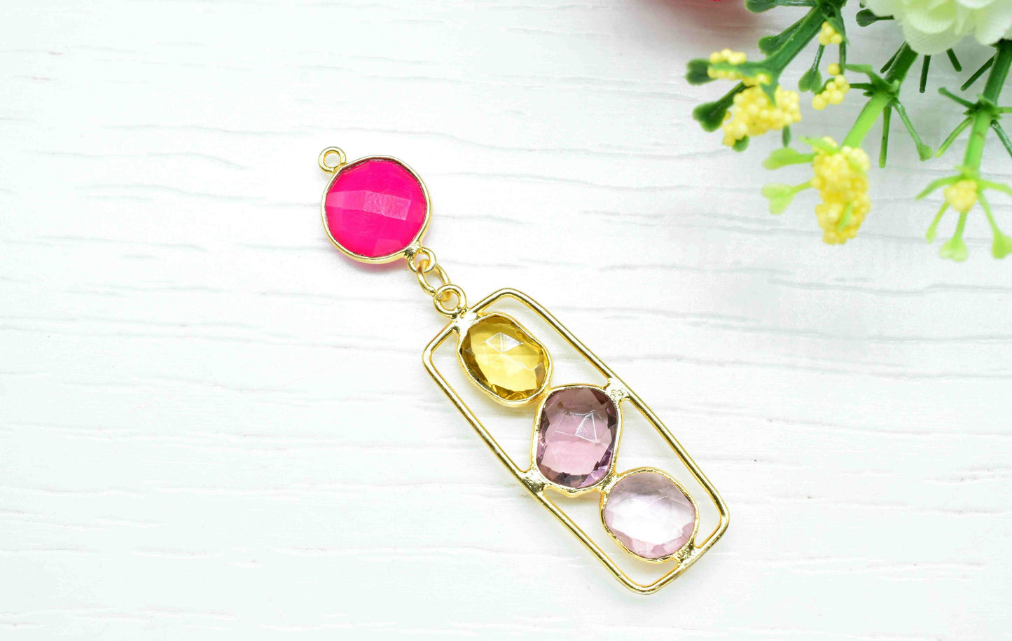 Multi Gemstone Component Pendants , Multi Stone Dangle Earrings , Earring Component Jewelry , Dangle pendant Charms , B'day Gift