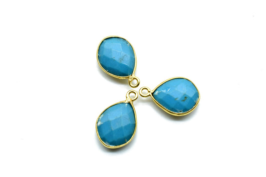 Turquoise 10x13mm Eye shape Single bail Connector,Turquoise Single Bail Bezel Link,Jewelry making supplies,Turquoise Single Loop Pendant