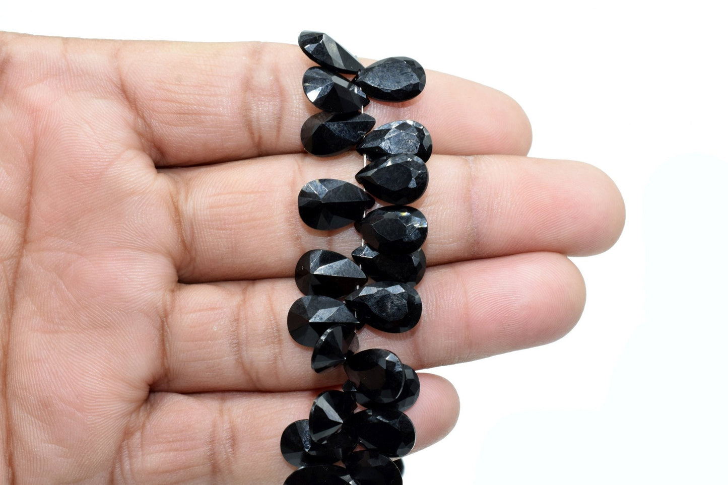 Black Onyx 8x12mm pear shape faceted Briolettes,Black Onyx 8x12mm Teardrop Beads,Black Gemstone Briolettes,Black Onyx jewelry bead,Onyx bead