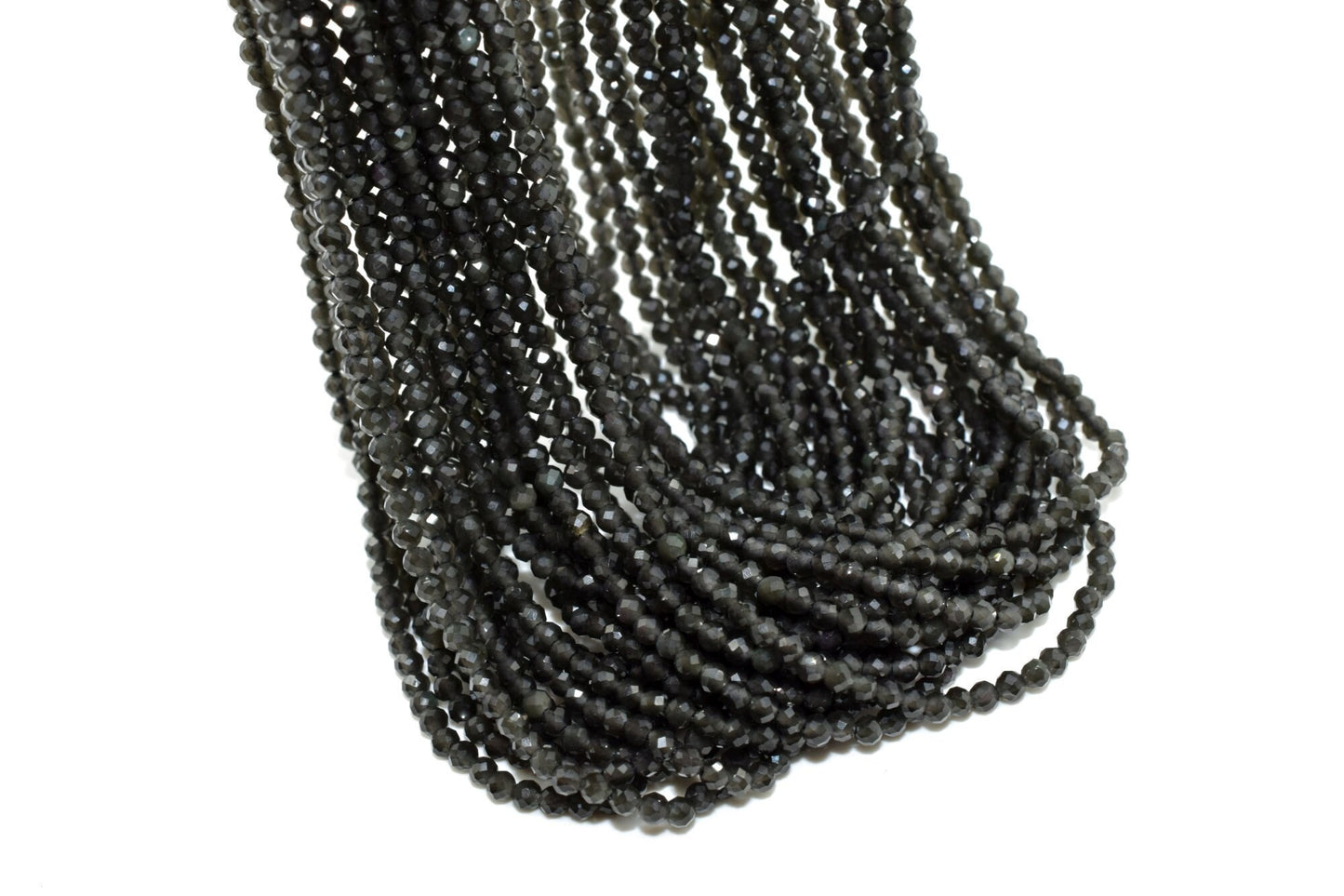 AAA Black cats eye beads,Gemstone Beads For Jewelry Making,Cats Eye Faceted beads,2MM Micro Faceted beads,13 inch bead strand.rondelle beads