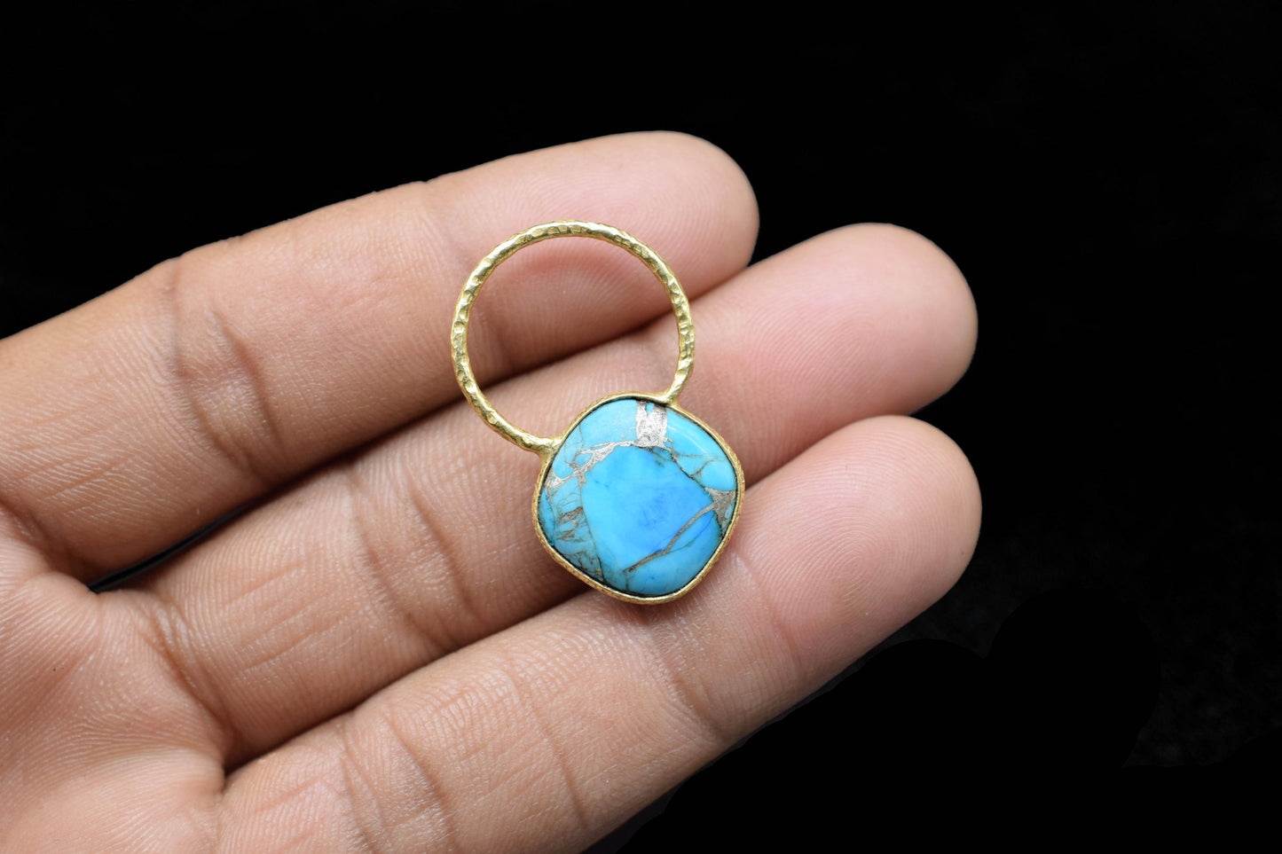 Turquoise Pendant/Gemstone Component/Single Bail Charm/Necklace Pendant/Cushion Shape Charm/Wholesale Supply/Gold Plated Jewellery/Gift