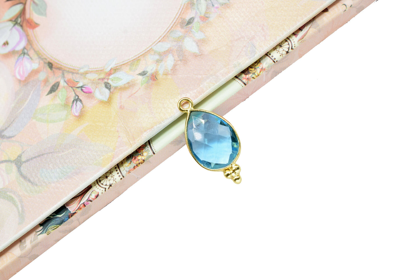 Sky Topaz 10x14mm Teardrop Shape Connectors,Sky Topaz Gold Plated Bezels,Topaz Jewelry Making Charms,Sky Topaz Single Bail Charms Pendent