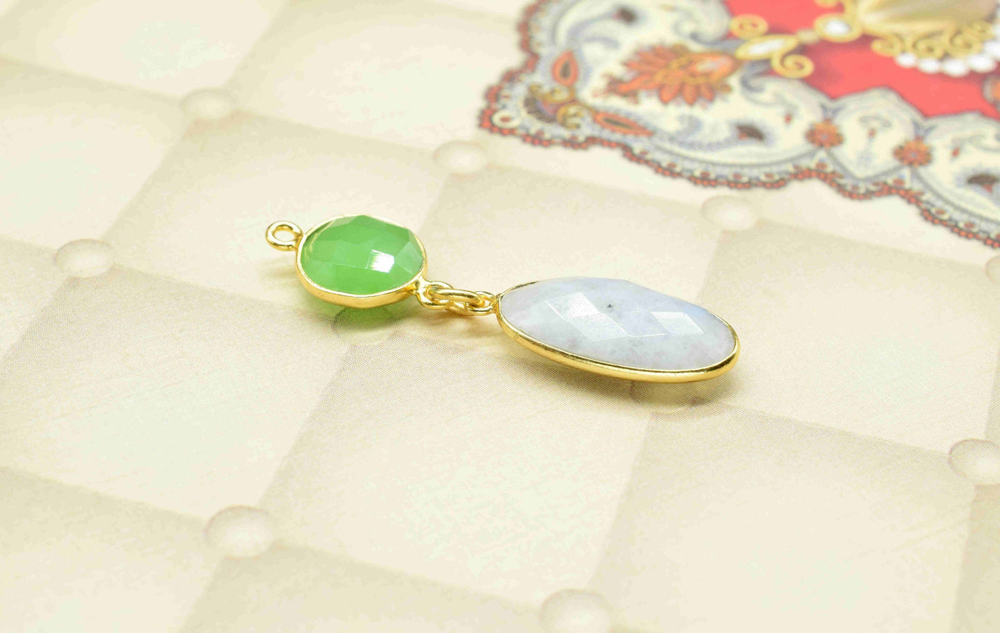 Moonstone Pendant Charms,Aqua chalcedony Dangle Earring Component,Multi Gemstone Dangle Earring,Component Jewelry,B'day Gift