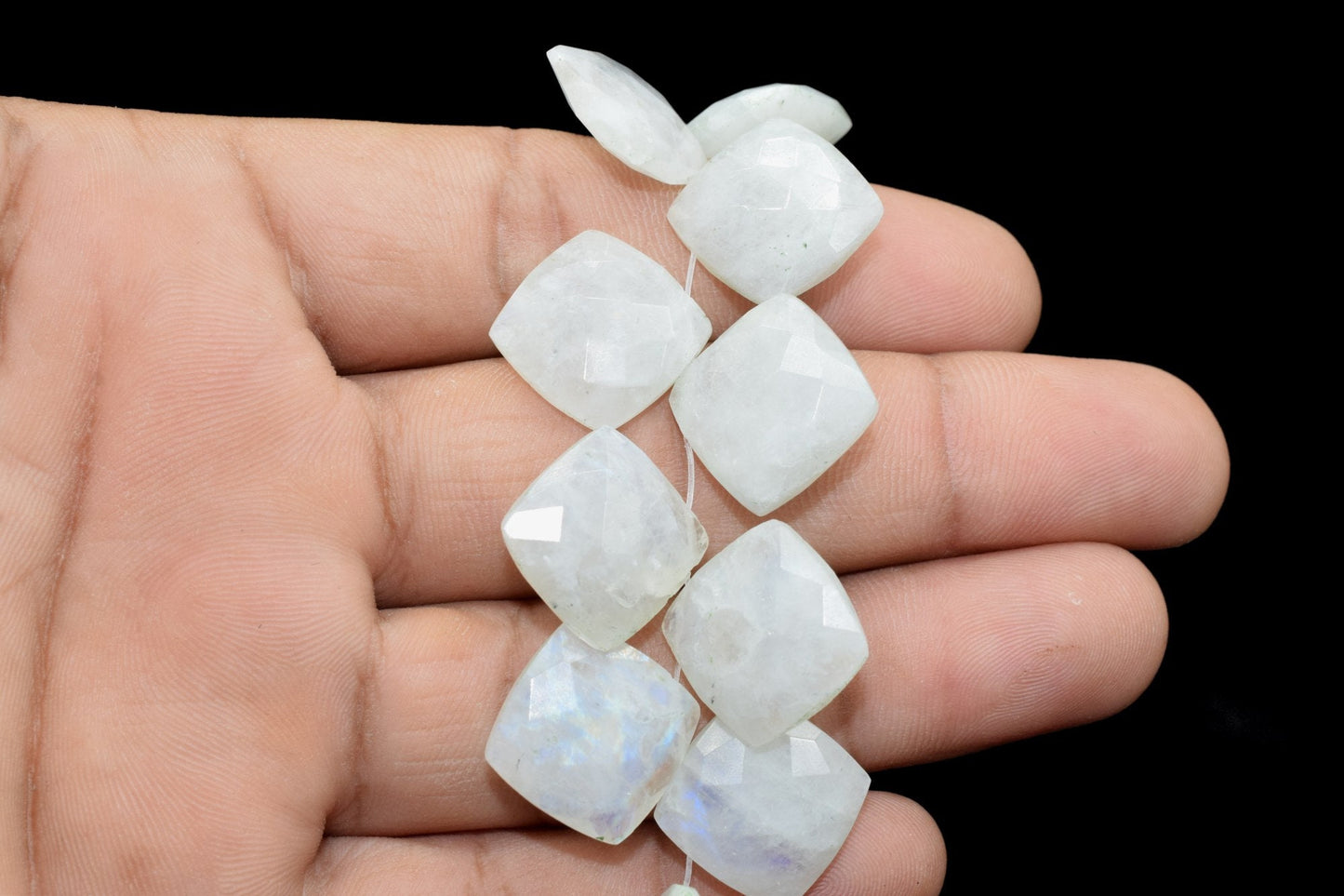 Moonstone Faceted Cushion Briolettes,Moonstone Square briolettes,Moonstone Drilled briolettes,Moonstone 14mm briolettes,MoonstoneTop quality